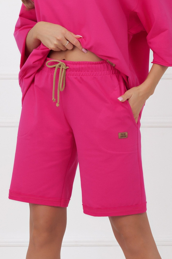 Damen Shorts Kaori Italian Fashion aus Baumwolle mit Taschen - Fuchsia