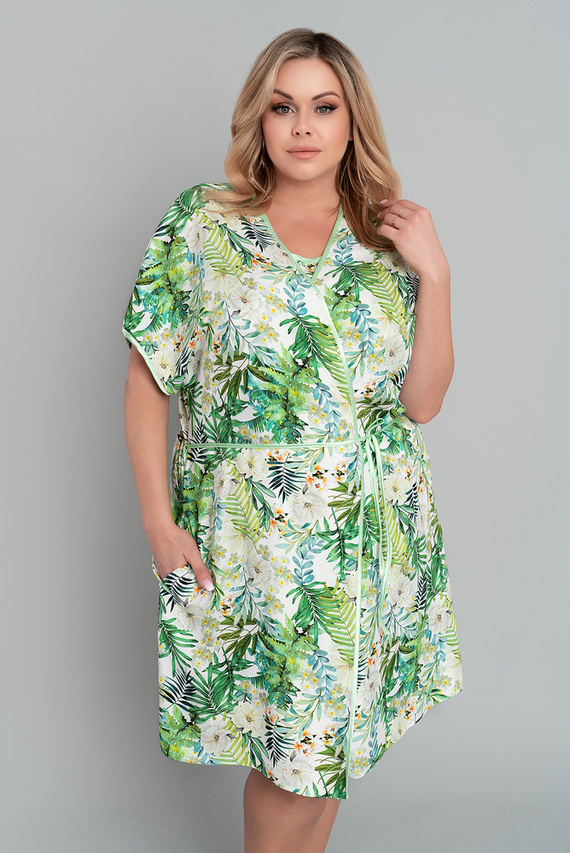 Florina Damenbademantel Italian Fashion - Blattdruck