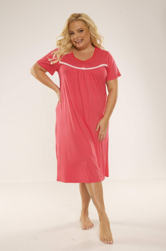 447 Juliette Plus Size Forex Nachthemd - himbeerfarben gepunktet