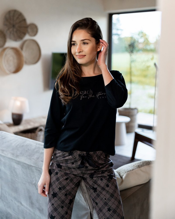 Sensis Reach For The Stars Damenpyjama – schwarzbraun