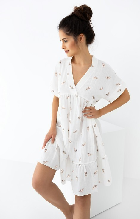 Nastia Sensis Musselin-Nachthemd – Ecru