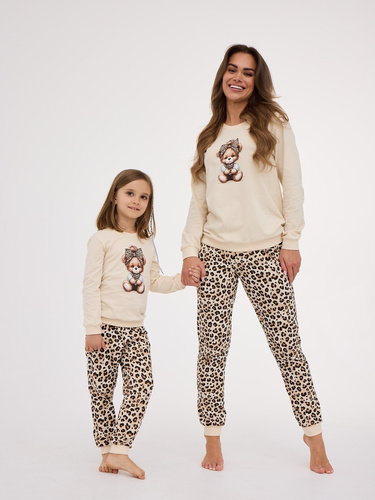 Damenpyjama 671/429 Panther CORNETTE – Baumwolle, lange Ärmel, beige