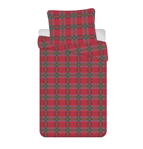Weihnachtsbettwäsche von Jerry Fabrics – rot kariert, 100 % Baumwolle