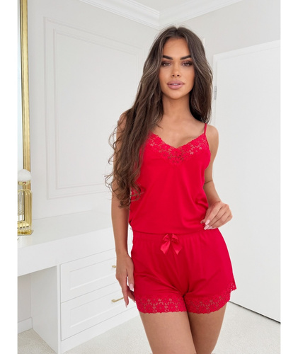 Niki Donna Damen-Pyjama Rot – Viskose, mit Trägern, leicht und feminin