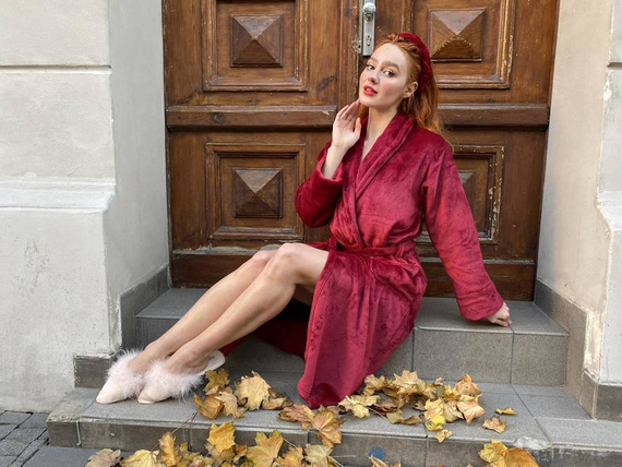 628 Abigail Long Forex Damen Bademantel - kastanienbraun