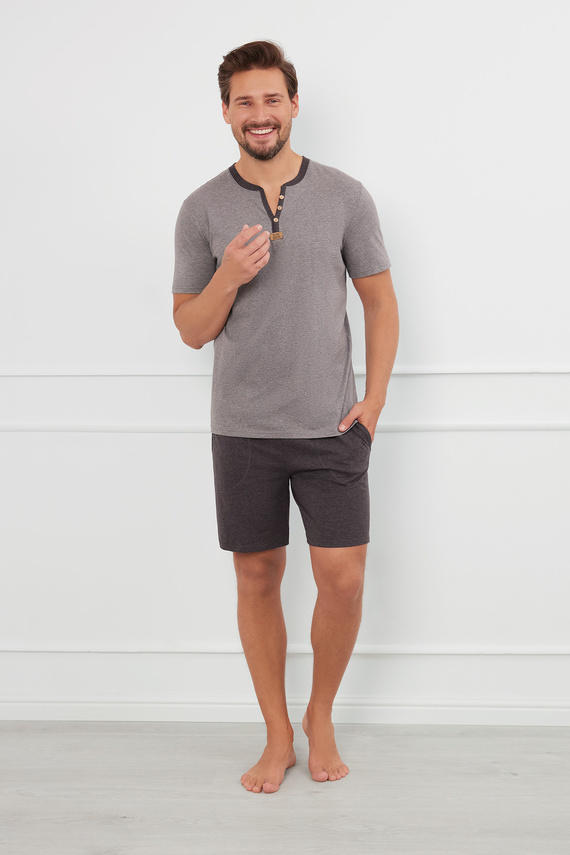 Julius Herren Kurzarm-Pyjama, Shorts Italienische Mode - ¶r.melange/c.melanż