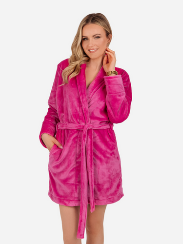 Olivia Kurzer Fleece-Bademantel für Damen von ByShelly – Amaranth