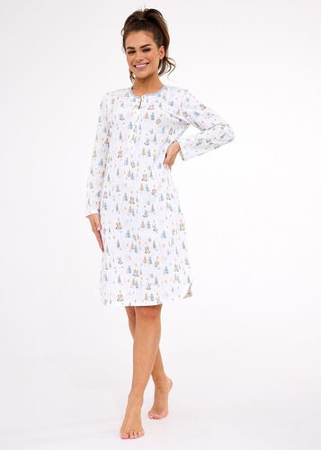 Damen-Nachthemd 777/436 Cornette Fox 3 ecru – Baumwolle, Druckknöpfe, bequemer Schnitt