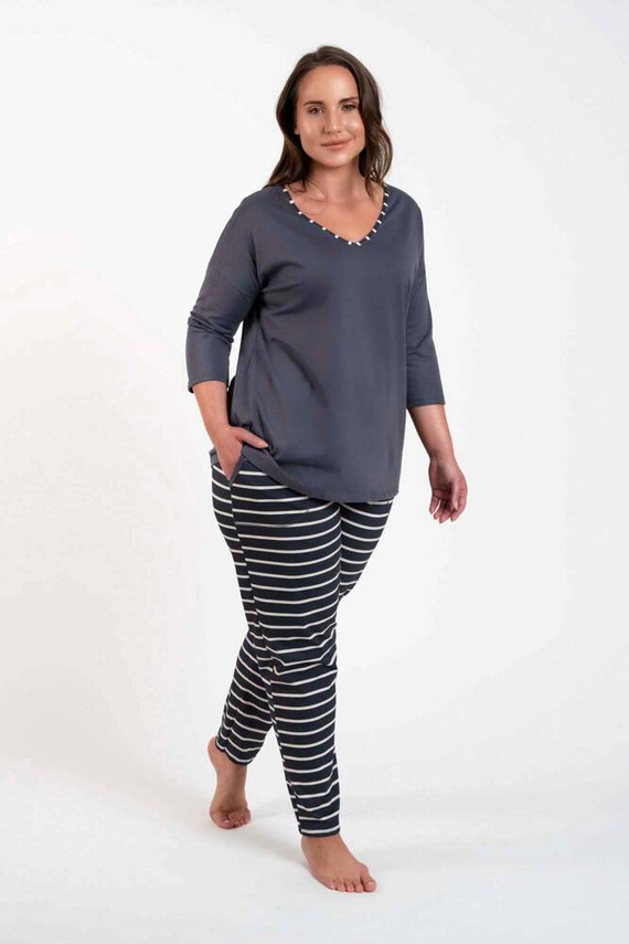 Betty Damen Schlafanzug 3/4 Ärmel, lange Hose Italian Fashion - graphite/graphite print