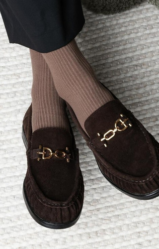 Kunst. 062 Damensocken Steven 013 dunkelbeige - gerippt, druckfrei, Baumwolle