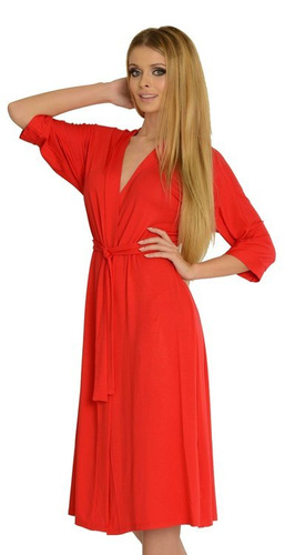 942 Visa Langer Bademantel De Lafense - rot 589