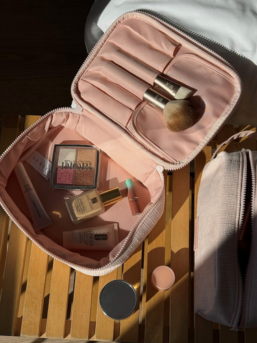 Kosmetiktasche Large Sensis – Elegant, Platz für Pinsel, Reißverschluss, Rippmaterial