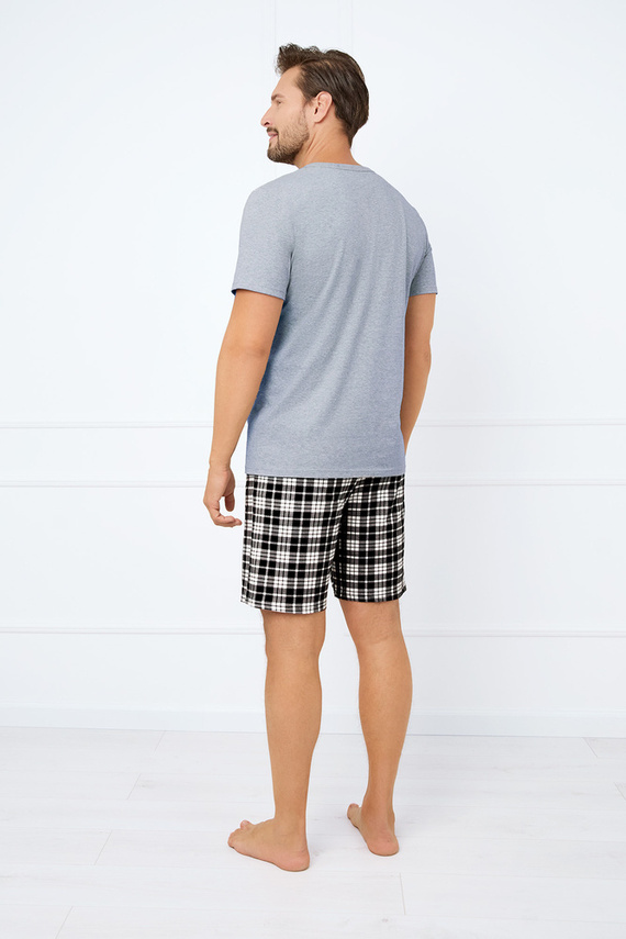 Klark Herren Kurzarm-Pyjama, Shorts Italian Fashion - melange/print