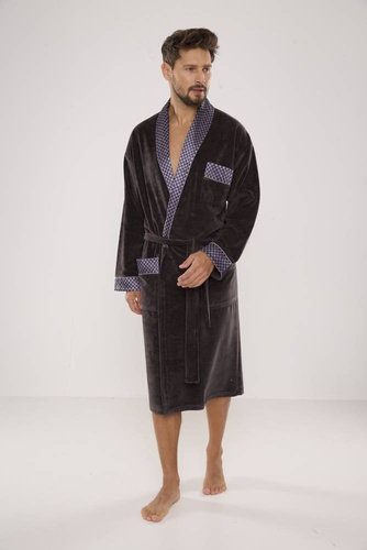 773 Bonjour Herren-Forex-Bademantel - graphit