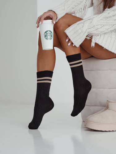 1542-001 Braid Milena Damensocken – schwarz