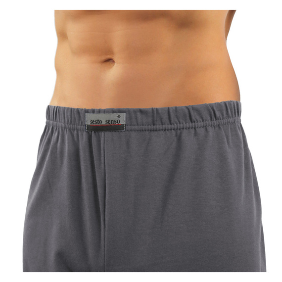 Sesto Senso Herren-Pyjama mit Reißverschluss und kurzen Ärmeln – Graphitanker