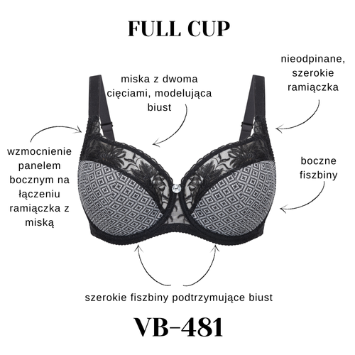 Biustonosz Semi Soft VB-355 Vena K15 großer BH mit Ricamificio-Stickerei, Nude