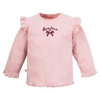 Fluffy Tails Eevi gerippte Babybluse – rosa, mit Rüschen an den Schultern