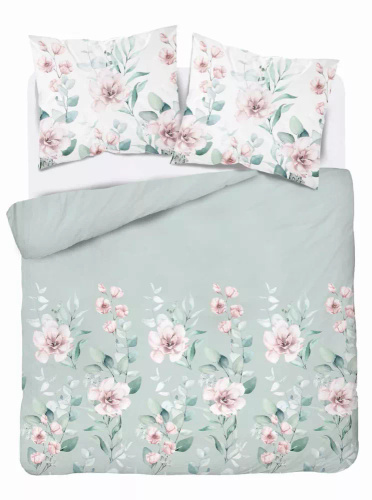 5035 A Mikrofaserbettwäsche mit Blumen Detexpol mint