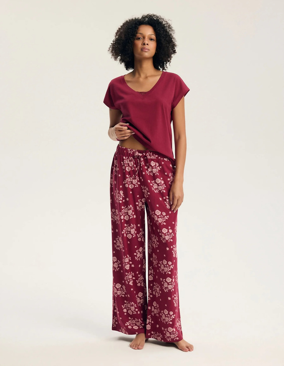 Henderson Greta 45405 Damen-Pyjama 100% Baumwolle Spitze Lange Hose