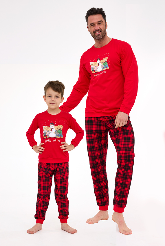 115/289 Winter Cornette Herrenpyjama – Weihnachten, rot, Baumwolle, lange Ärmel