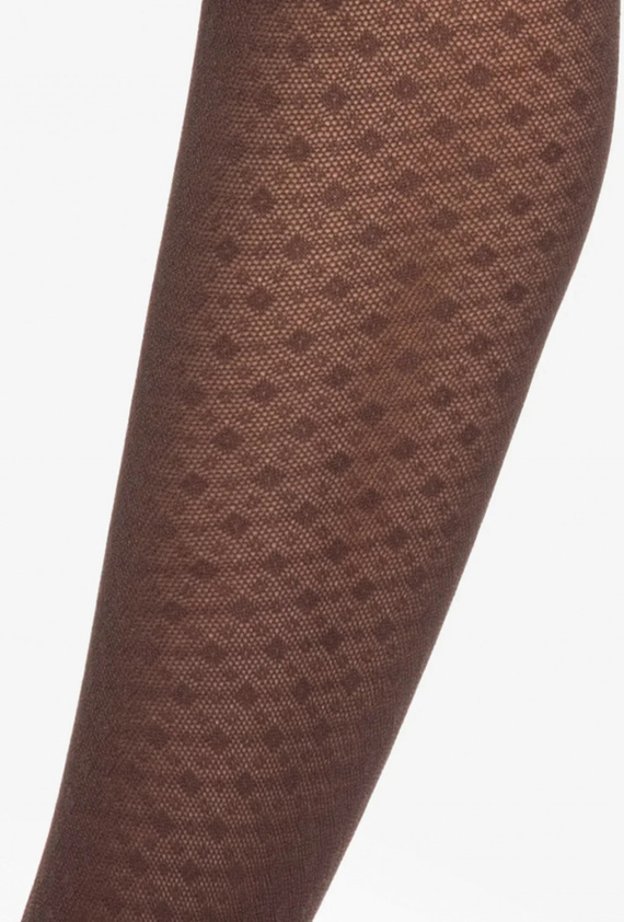 Gatta Wedel wz.03 Strumpfhose 40 den – geometrisches Muster, dunkle Schokolade