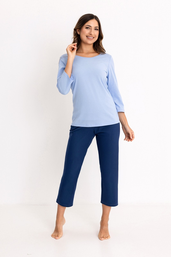Regina 744 3/4 Damen Pyjama 100% Baumwolle 7/8 Hose