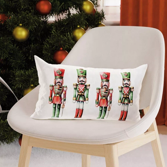 PBN279 Nussknacker-Weihnachts-Marquisette-Kissenbezug