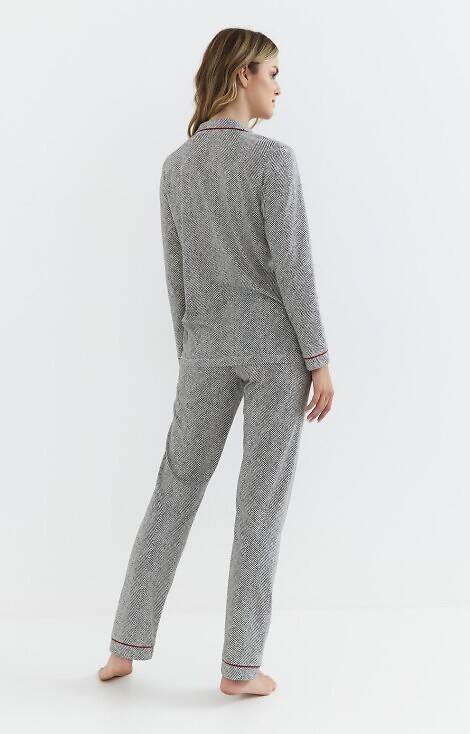 410 Cana Damen-Pyjama mit Reißverschluss – Graphit