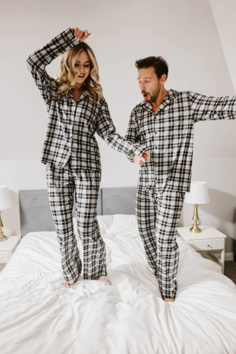 Herren Schlafanzug Klark - 100% Baumwolle, lange Ärmel und Hosen Italian Fashion 