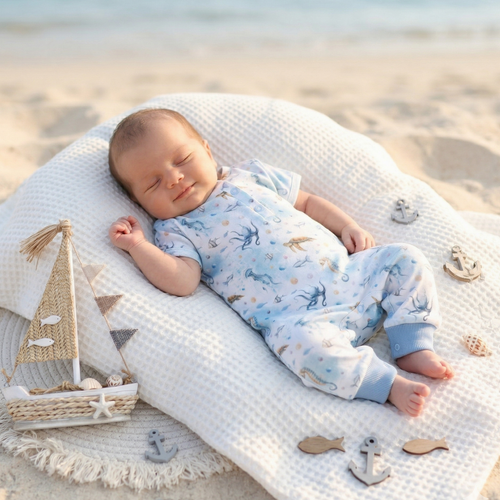 ABN-5452 Sea Of Joy Baby Rampers Nini – Bio-Baumwolle, bequeme Druckknöpfe