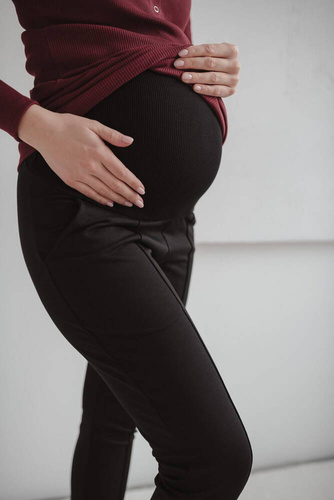 GraceFit Mama klassische Milk&Love Umstandshose, schwarz