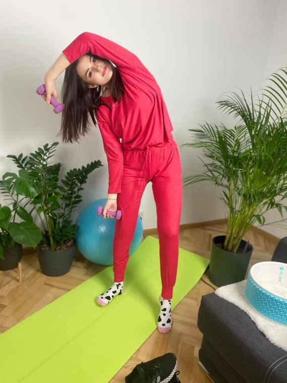 555 Paula Damen Schlafanzug De Lafense - Himbeere