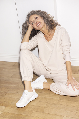 Madri Langarm Bluse Italian Fashion - beige 