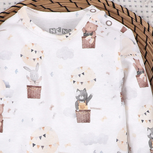 Nini Baby-Body Balloon Friends 100% Bio-Baumwolle, hergestellt in Polen