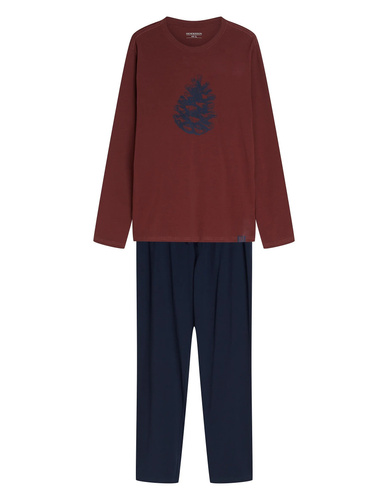 Henderson Core Fall 45494 Herren-Pyjama 100% Baumwolle Lang Maroon