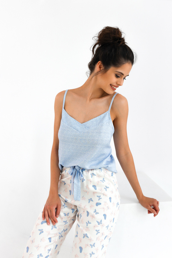 Edita Sensis Damen Schlafanzug - blau melange