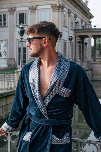 772 Bonjour Herren-Forex-Bademantel - navy blau