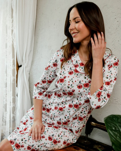 86677 Malina Möwen-Nachthemd mit Blumendruck