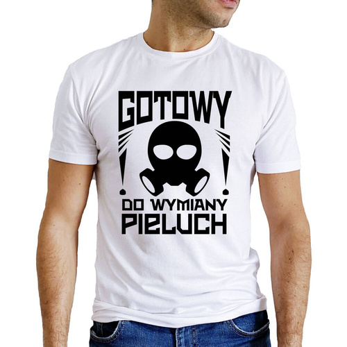 SKU M27 „Bereit zum Windelwechseln“ T-Shirt für einen jungen Vater Moocha weiß