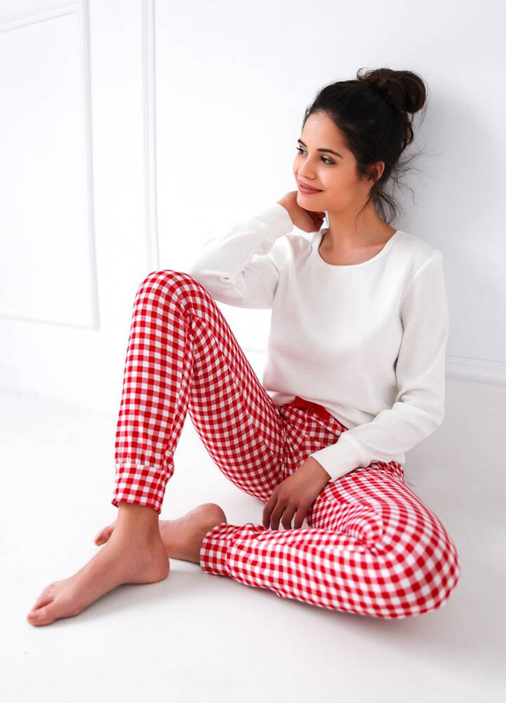 Sensis Perfect Damen Schlafanzug - creme und rot