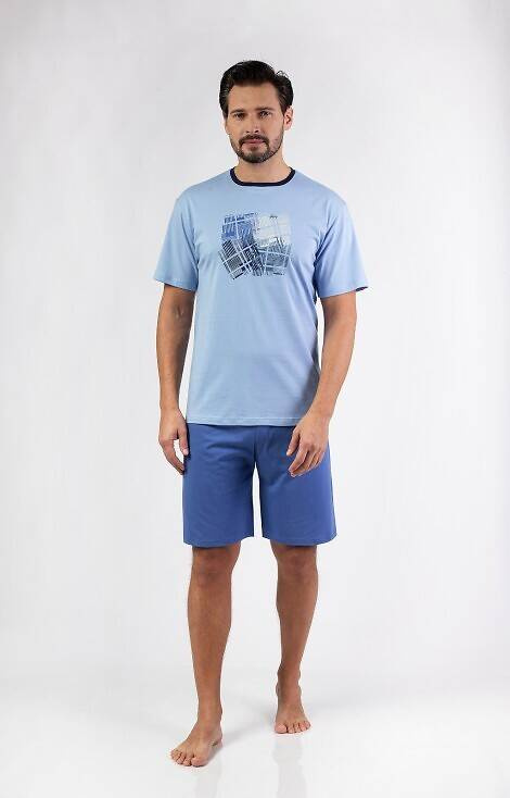 474 Regina Herrenpyjama – Blau