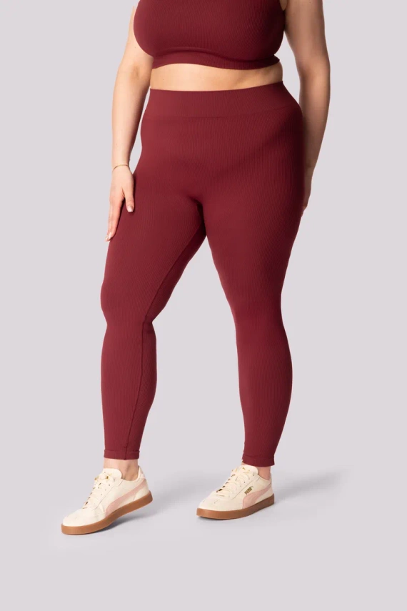 Gerippte Damenleggings Mona Burgund