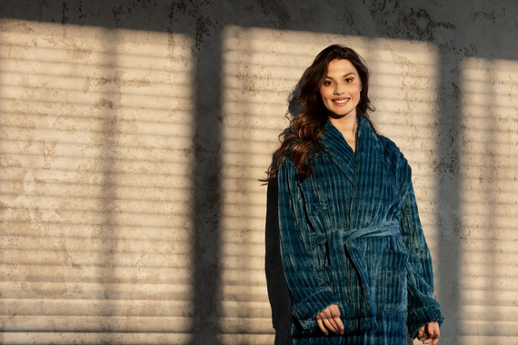 One And Only Long Momenti Per Me türkisfarbener Damenbademantel