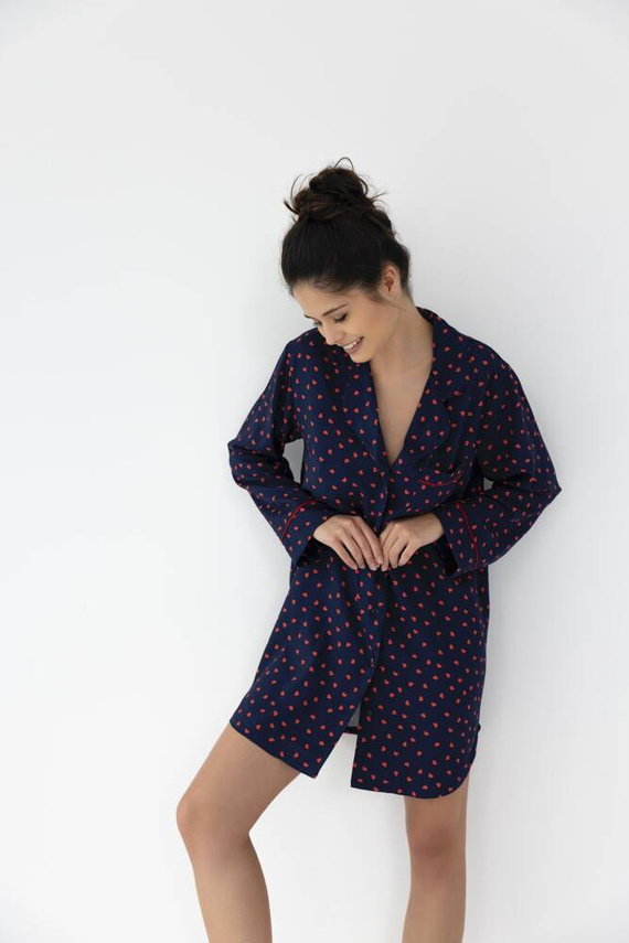 Sophia Sensis Nachthemd mit Knöpfen – Marineblau