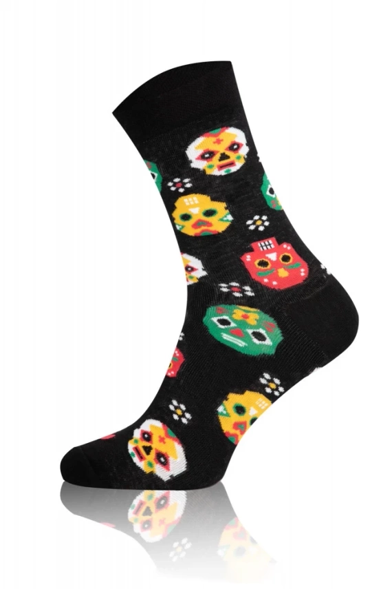 S134D Muerto Lange Socken Italienische Mode - schwarz