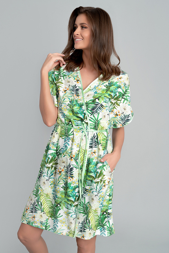 Florina Damenbademantel Italian Fashion - Blattdruck