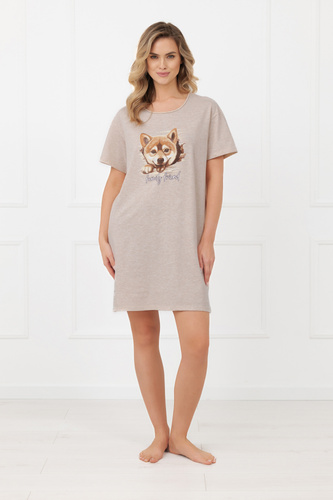 Damen Nachthemd Shiba Italian Fashion 100% Baumwolle Kurzarm