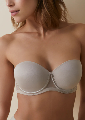 Esmeralda Selbsttragender Balconette Selene Beige – trägerloser BH, Silikonunterstützung