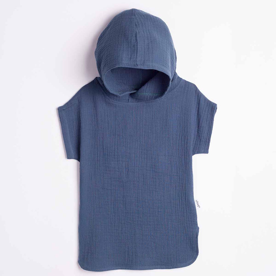 Kinderponcho Nicol 224394 Musselin 100% Baumwolle mit Kapuze - Marineblau